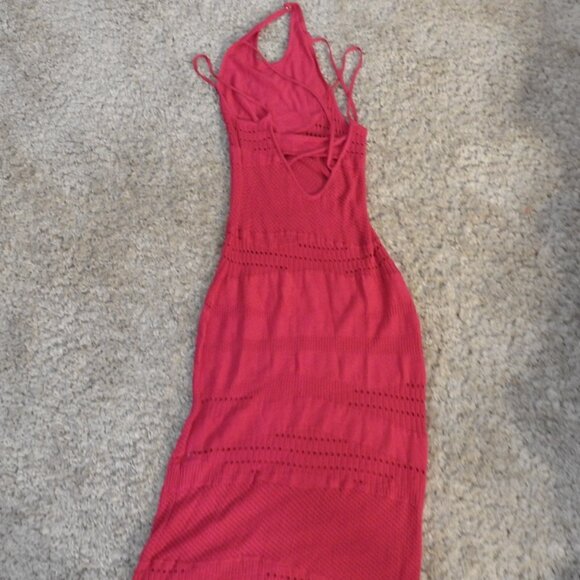 Esteban Cortazar Pink Crochet Bodycon Midi Dress S (US 4) - Picture 10 of 12